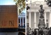 Fascistas en Odesa: monumento a Pushkin oculto tras tableros de aglomerado
